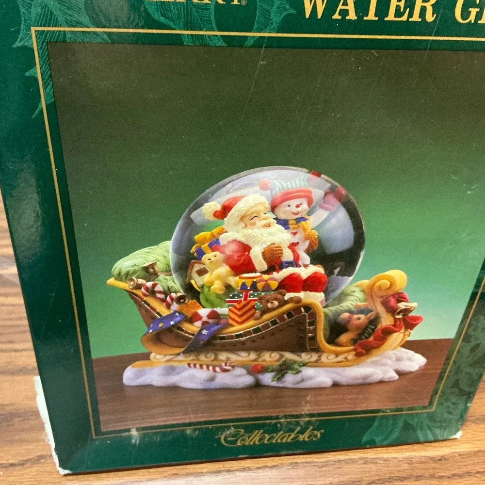 The Trimmerry Vintage Santa Sleigh Water Globe Hand Painted Christmas Decor